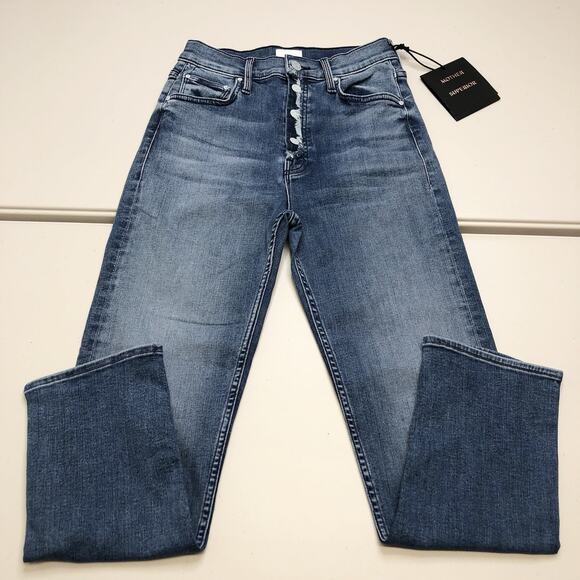 NWT MOTHER The Tomcat Oui Oui Straight Leg Blue Jeans Women's Sz 26 MSRP $258 - Picture 1 of 10
